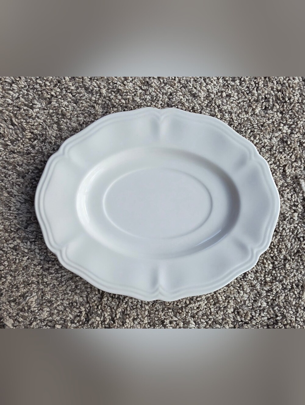 Vintage Federalist Ironstone 4238 White Scalloped Ceramic Serving Plate